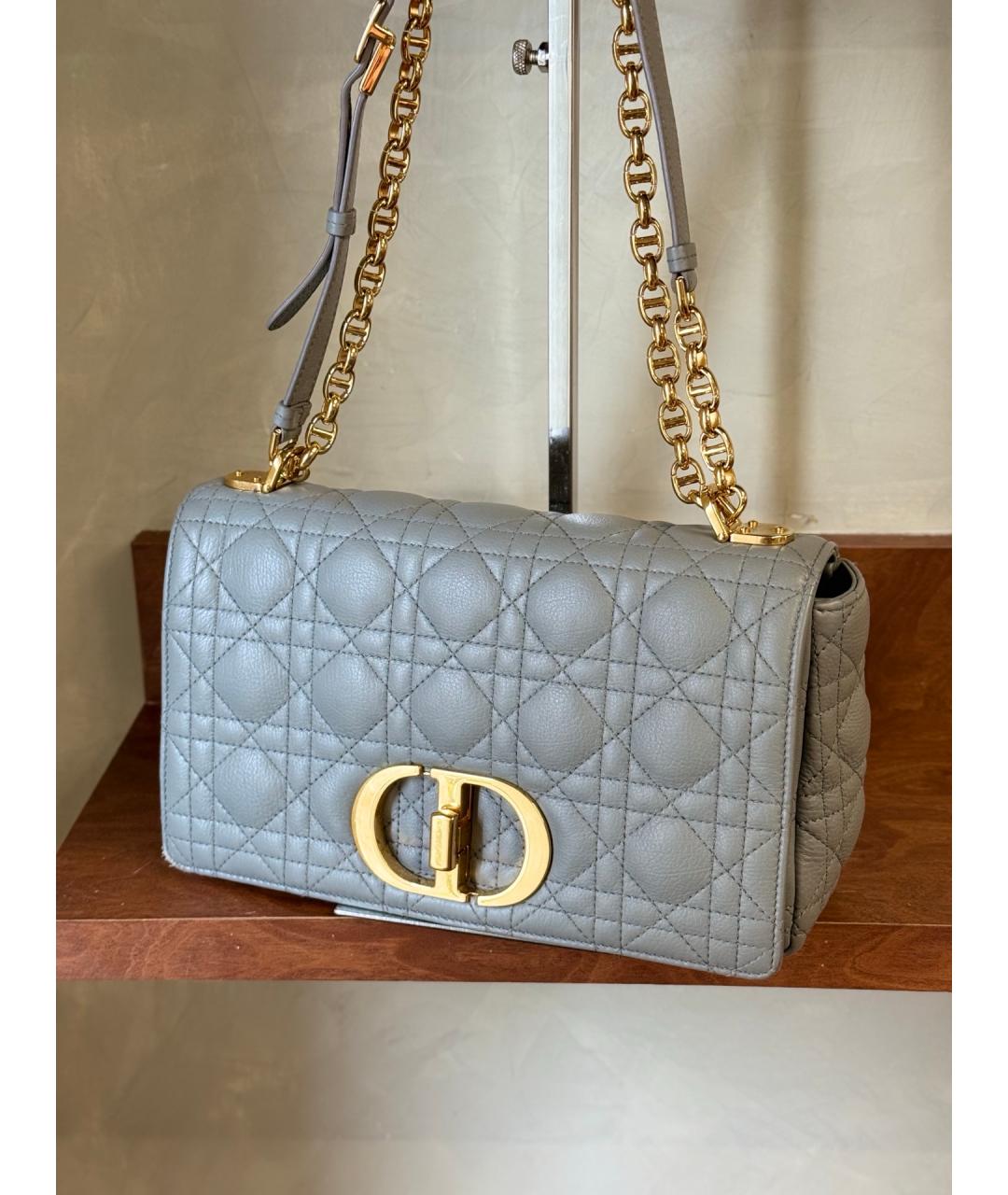 CHRISTIAN DIOR Серая кожаная сумка через плечо, фото 4