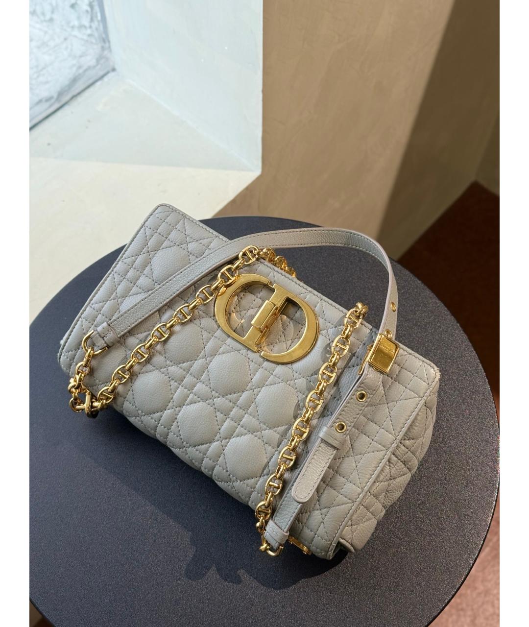 CHRISTIAN DIOR Серая кожаная сумка через плечо, фото 8