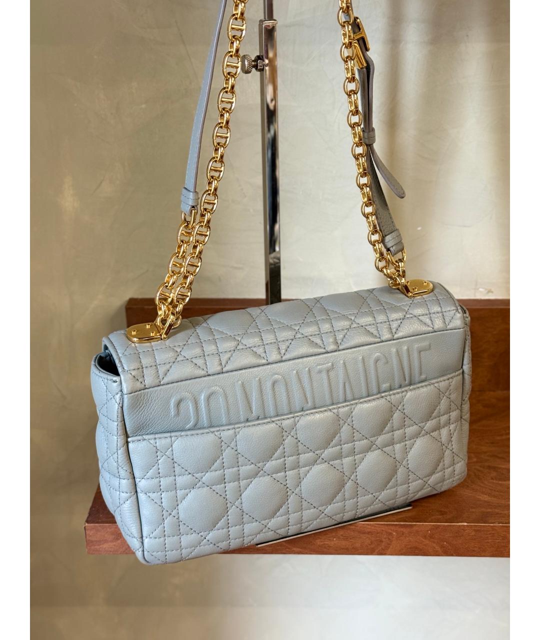 CHRISTIAN DIOR Серая кожаная сумка через плечо, фото 7