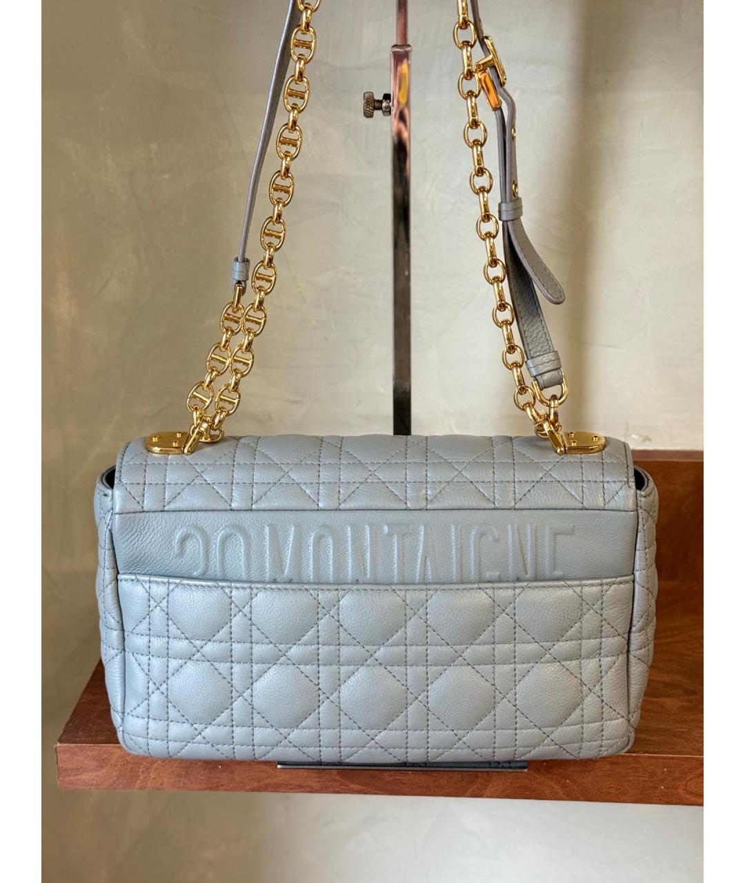 CHRISTIAN DIOR Серая кожаная сумка через плечо, фото 5