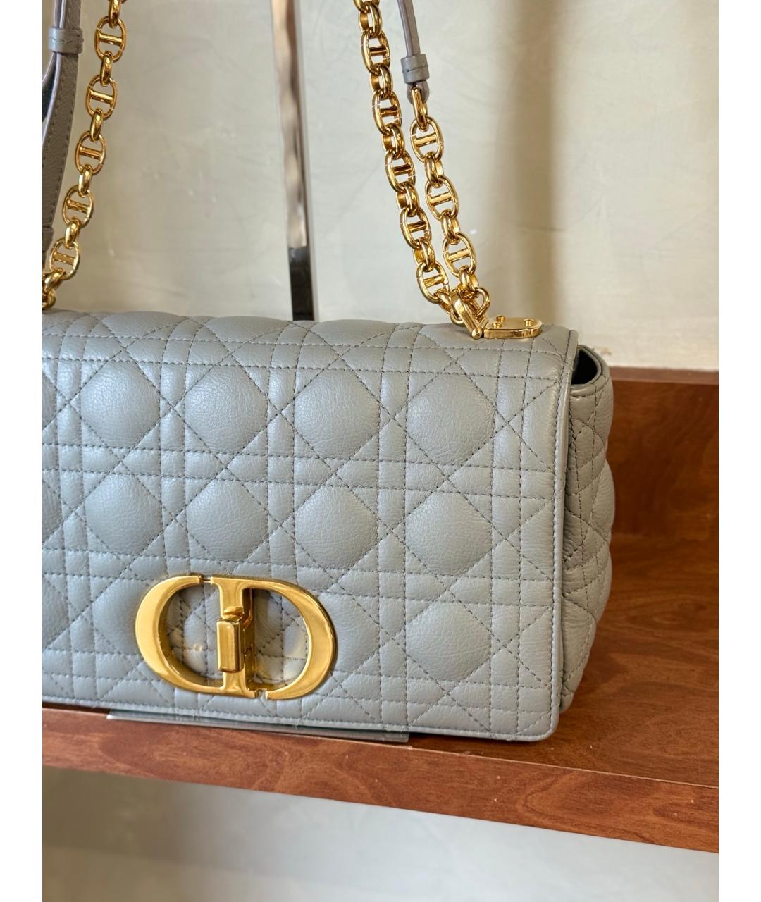 CHRISTIAN DIOR Серая кожаная сумка через плечо, фото 2