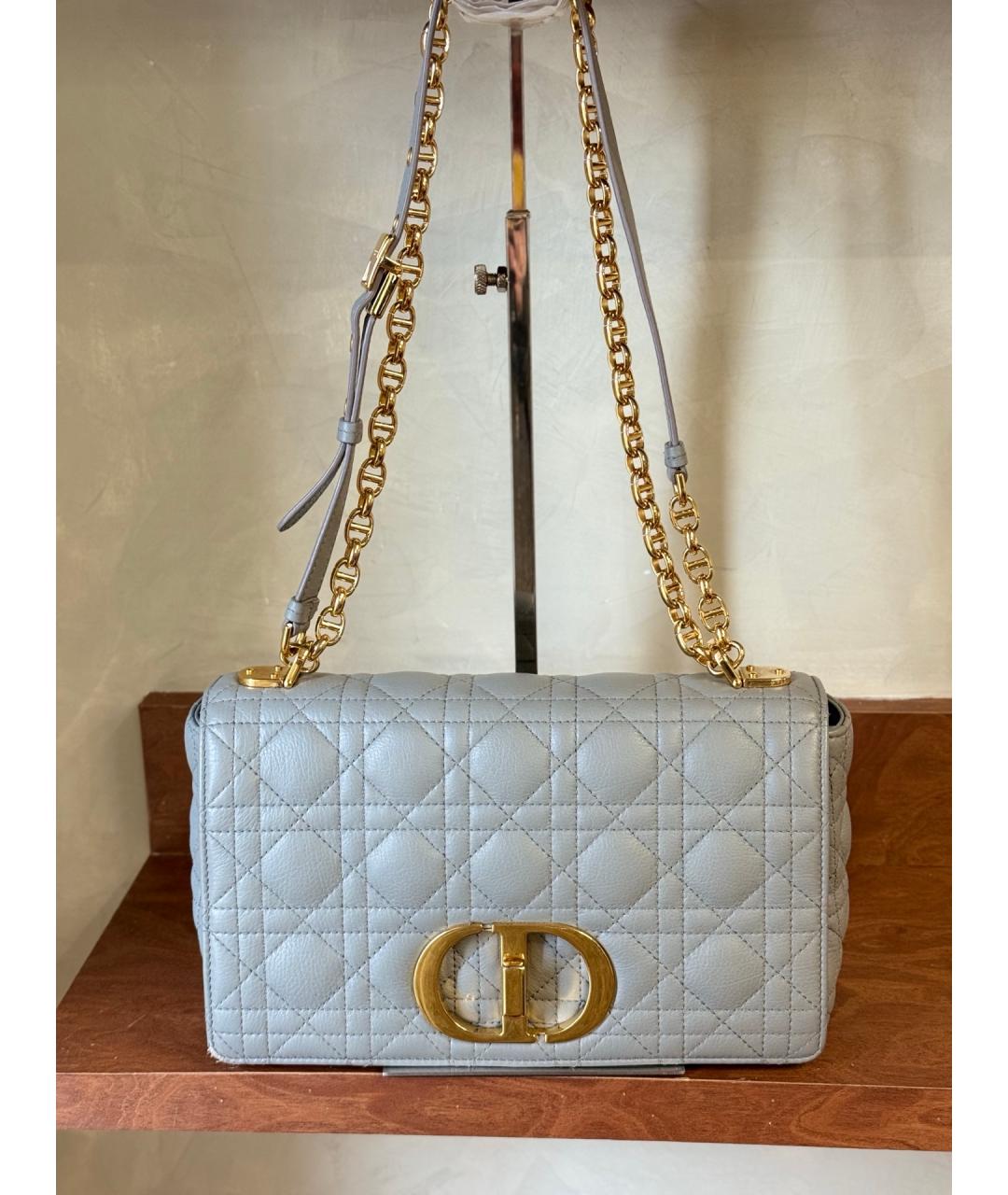 CHRISTIAN DIOR Серая кожаная сумка через плечо, фото 10