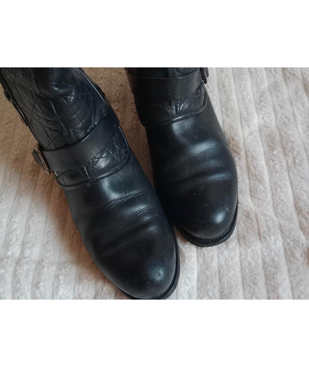 CHRISTIAN DIOR Черные кожаные ботфорты, фото 3