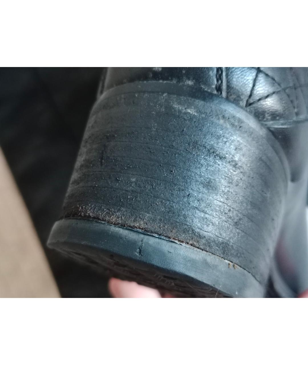 CHRISTIAN DIOR Черные кожаные ботфорты, фото 5