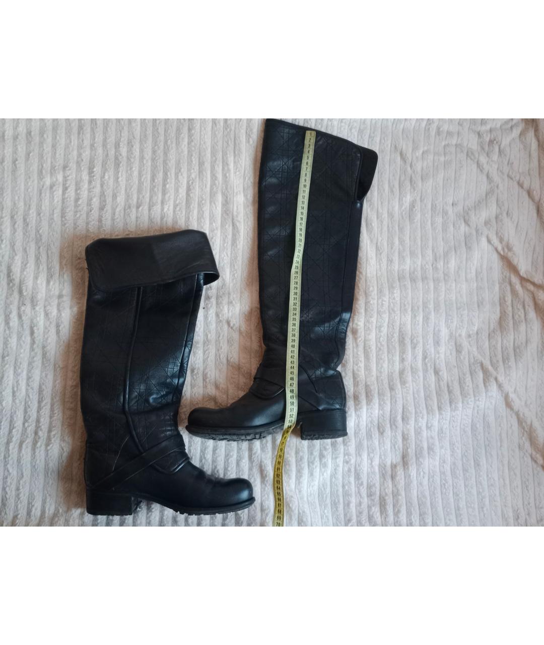 CHRISTIAN DIOR Черные кожаные ботфорты, фото 2