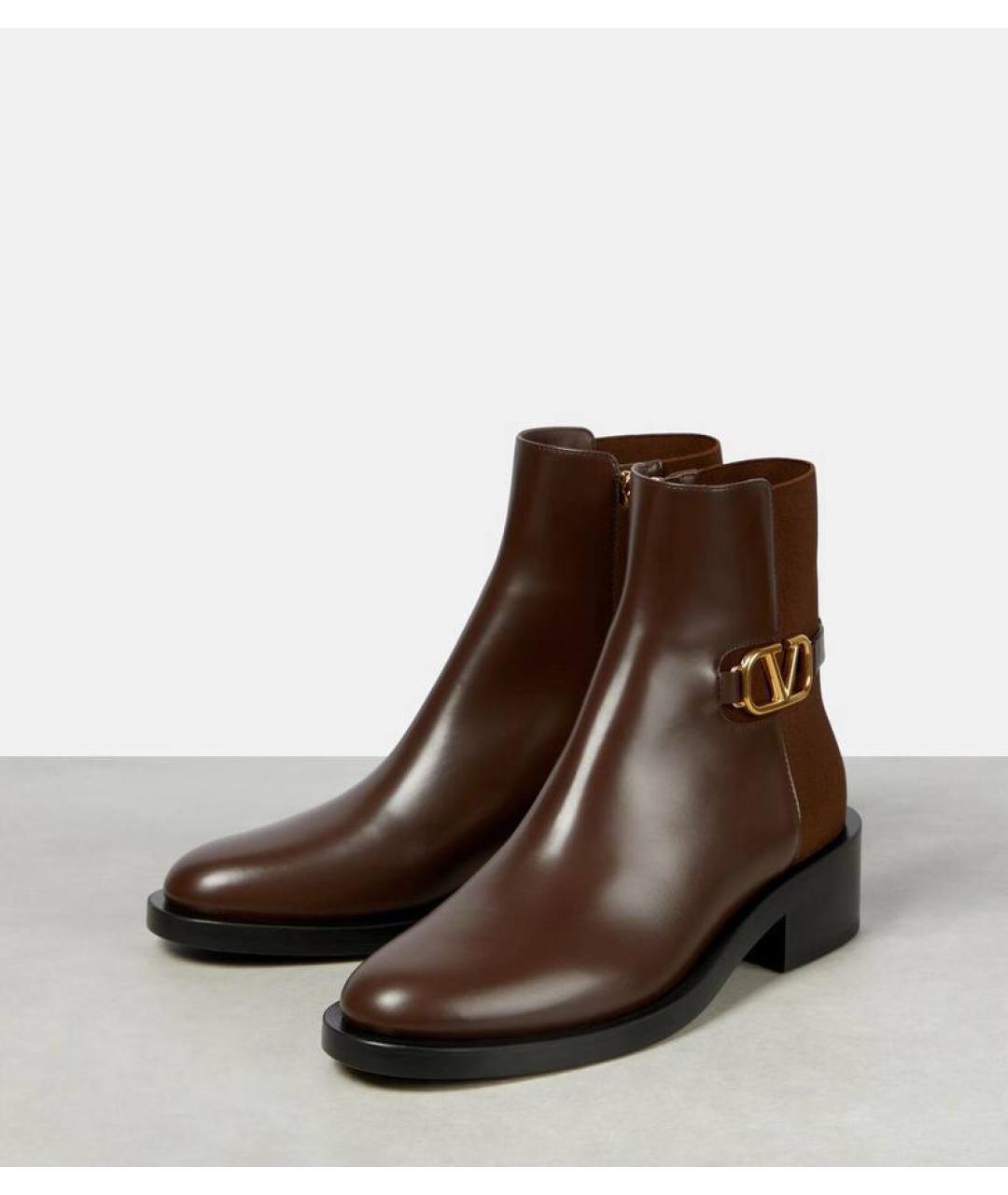VALENTINO Коричневые кожаные ботинки, фото 3
