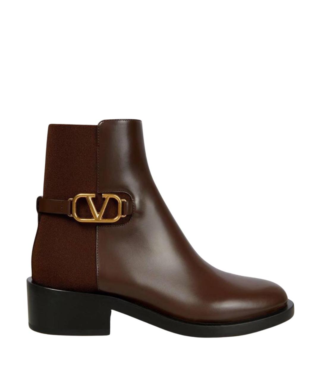 VALENTINO Коричневые кожаные ботинки, фото 1