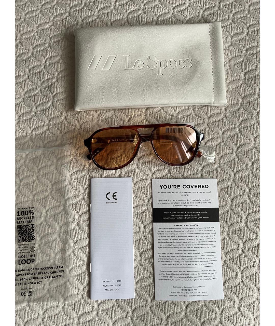 LE SPECS Коричневые пластиковые солнцезащитные очки, фото 4