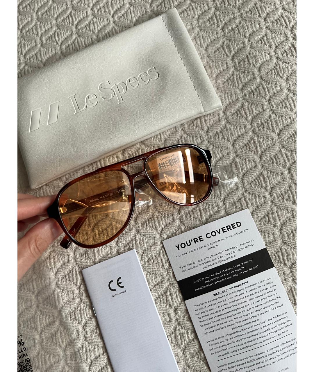 LE SPECS Коричневые пластиковые солнцезащитные очки, фото 2