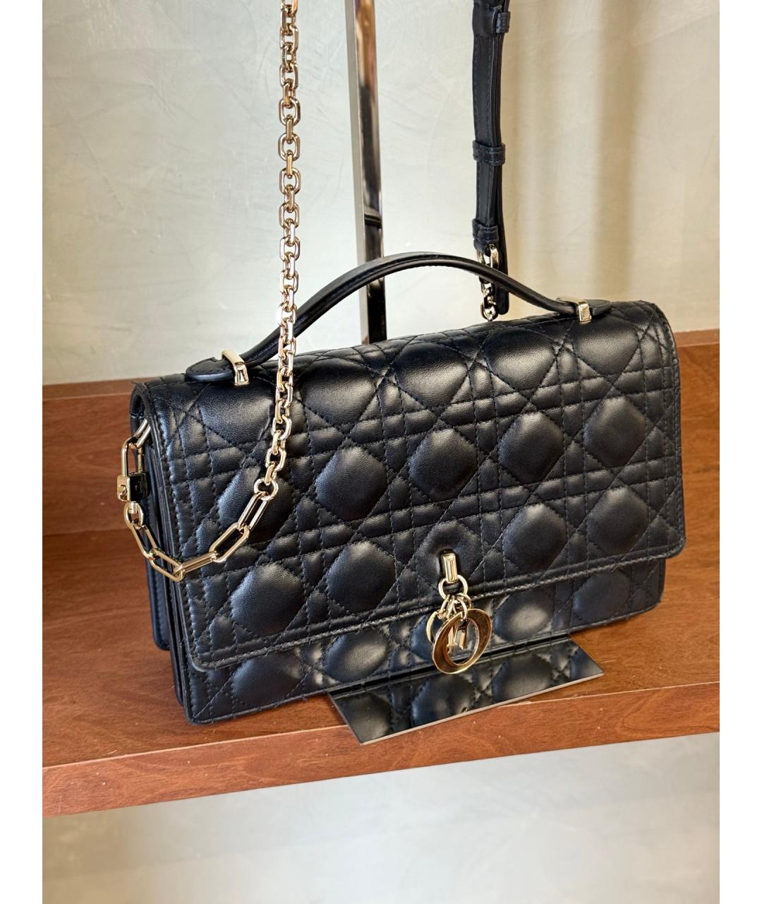 CHRISTIAN DIOR Черная кожаная сумка через плечо, фото 3