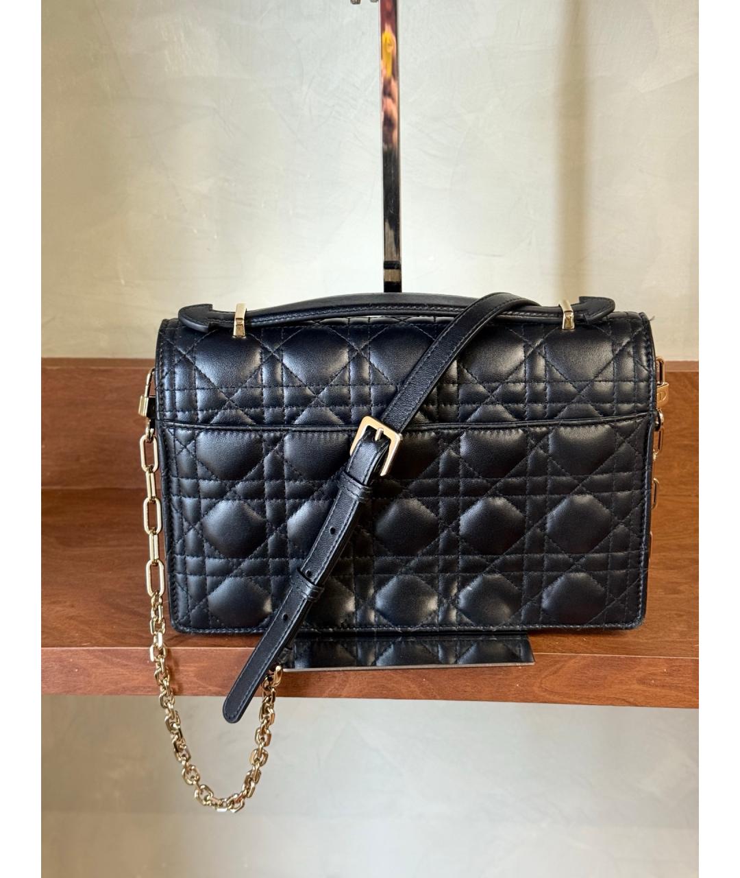 CHRISTIAN DIOR Черная кожаная сумка через плечо, фото 5