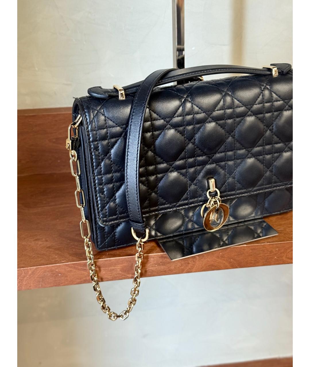 CHRISTIAN DIOR Черная кожаная сумка через плечо, фото 4