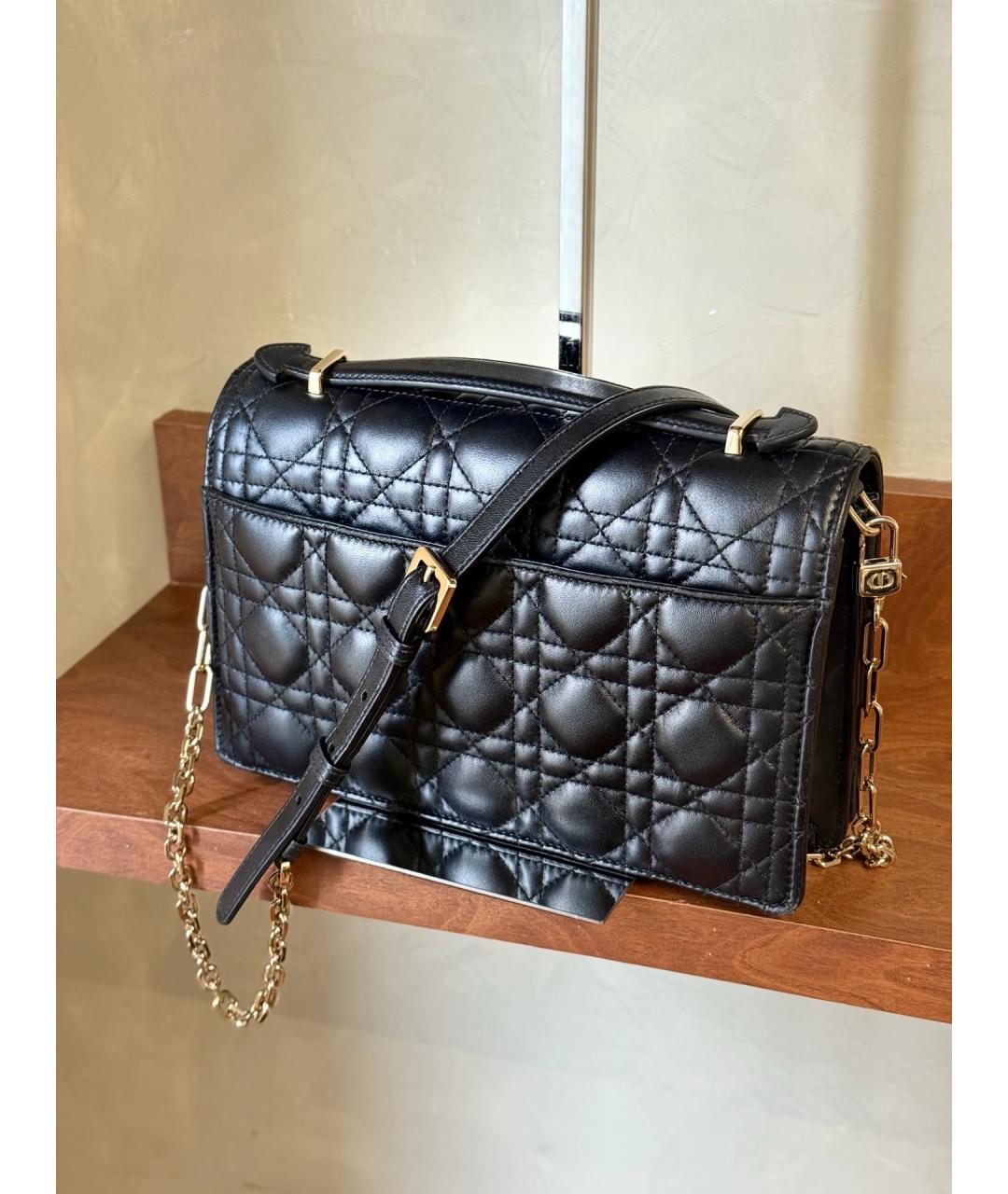 CHRISTIAN DIOR Черная кожаная сумка через плечо, фото 6