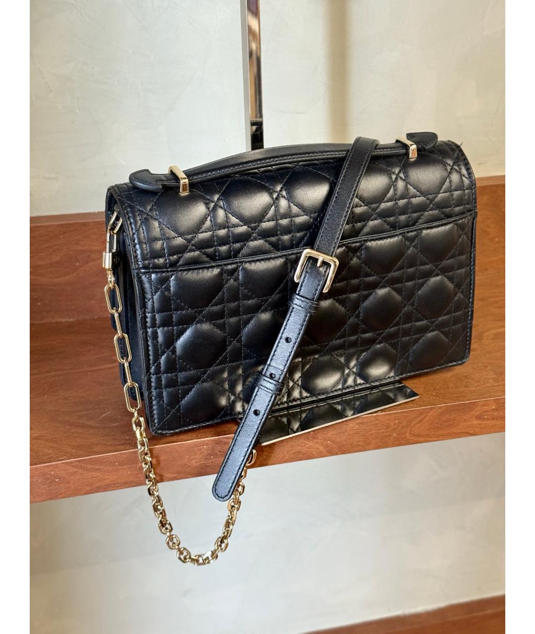 CHRISTIAN DIOR Черная кожаная сумка через плечо, фото 7