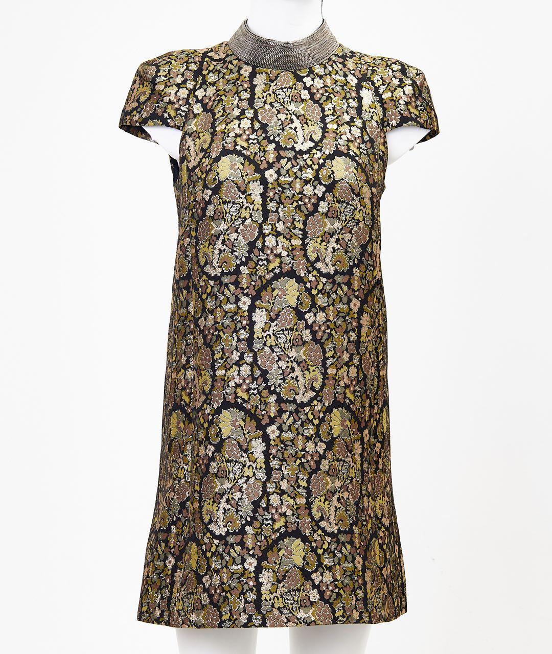 SAINT LAURENT Золотое полиэстеровое вечернее платье, фото 5