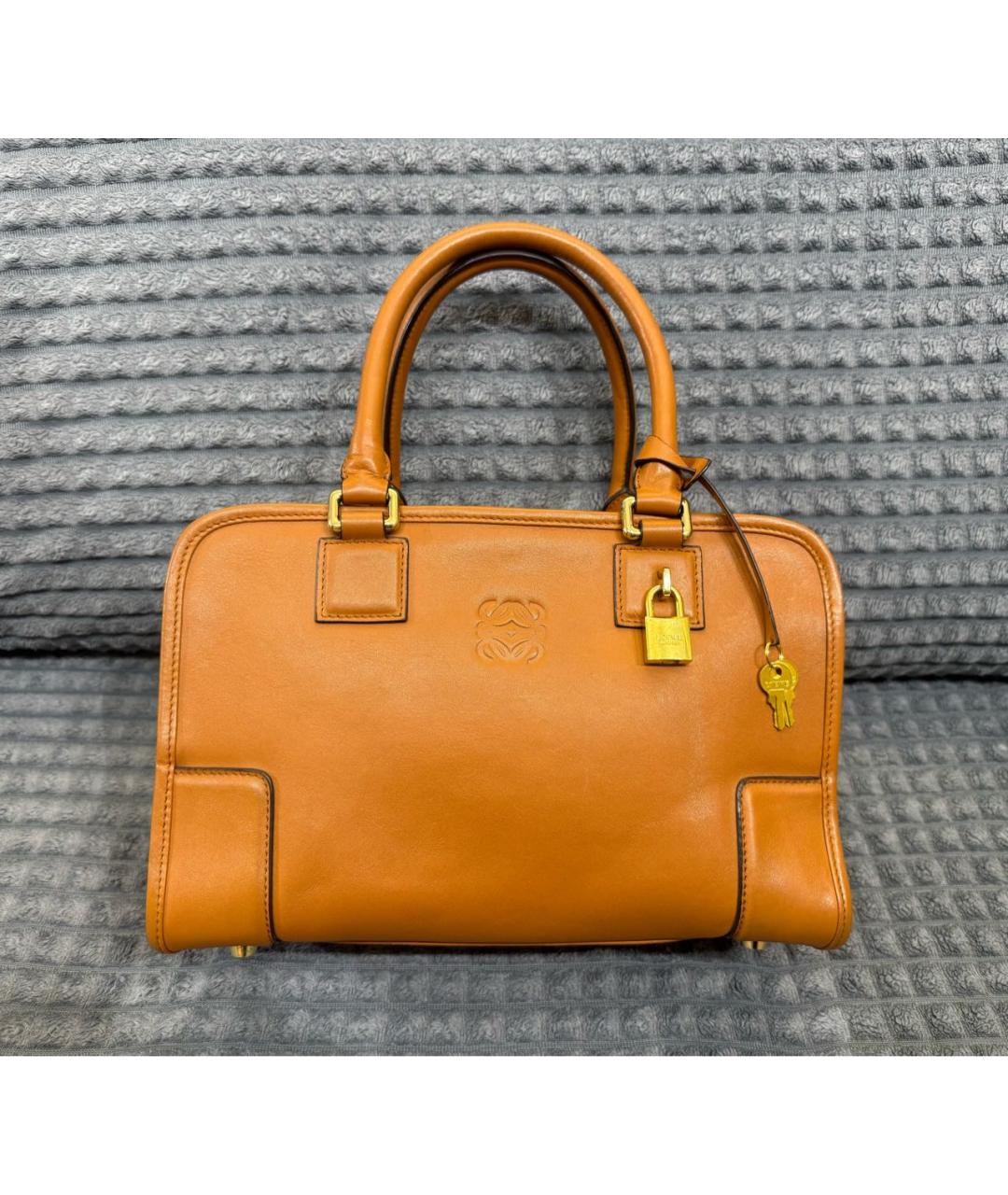 LOEWE Коричневая кожаная сумка с короткими ручками, фото 2