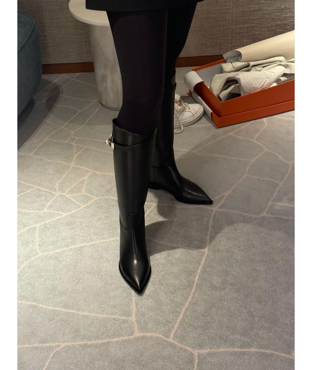 HERMES Черные кожаные сапоги, фото 2