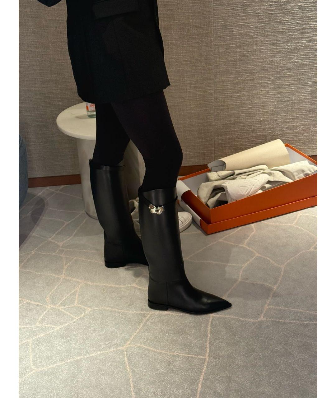 HERMES Черные кожаные сапоги, фото 4