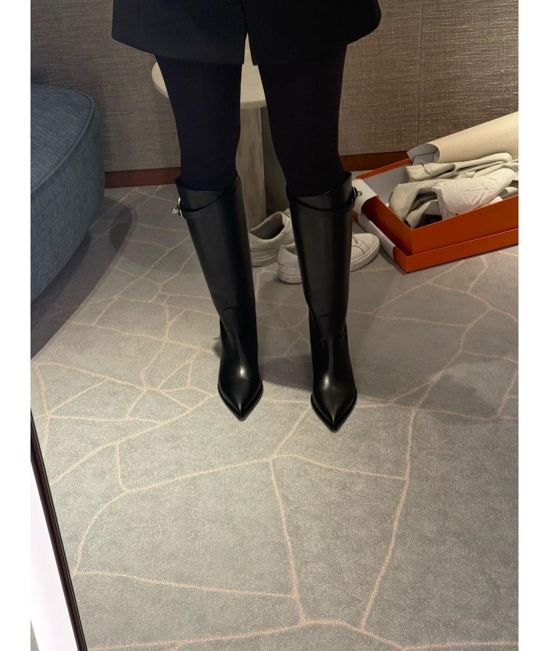 HERMES Черные кожаные сапоги, фото 3
