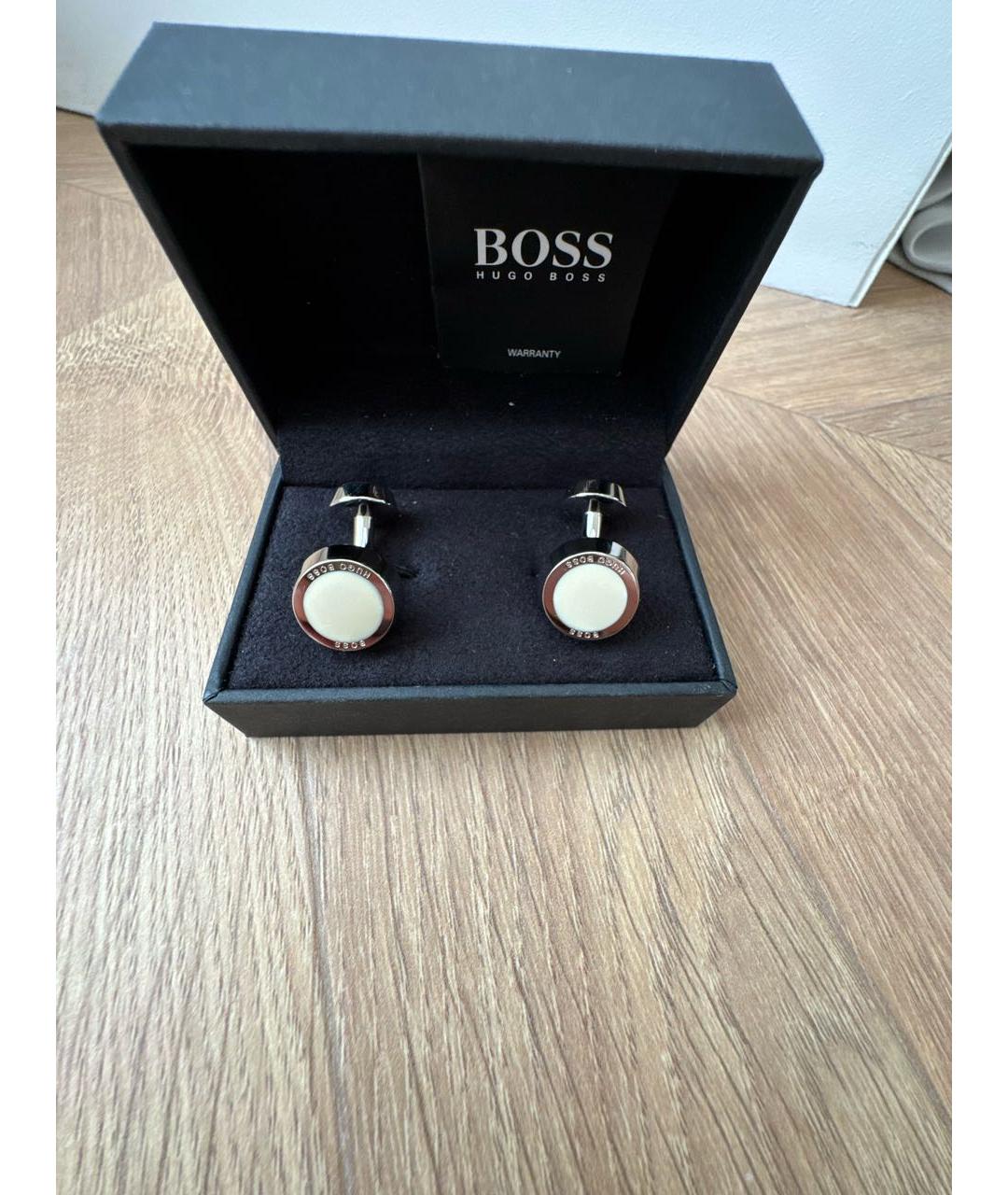 HUGO BOSS Бежевые керамические запонки, фото 5