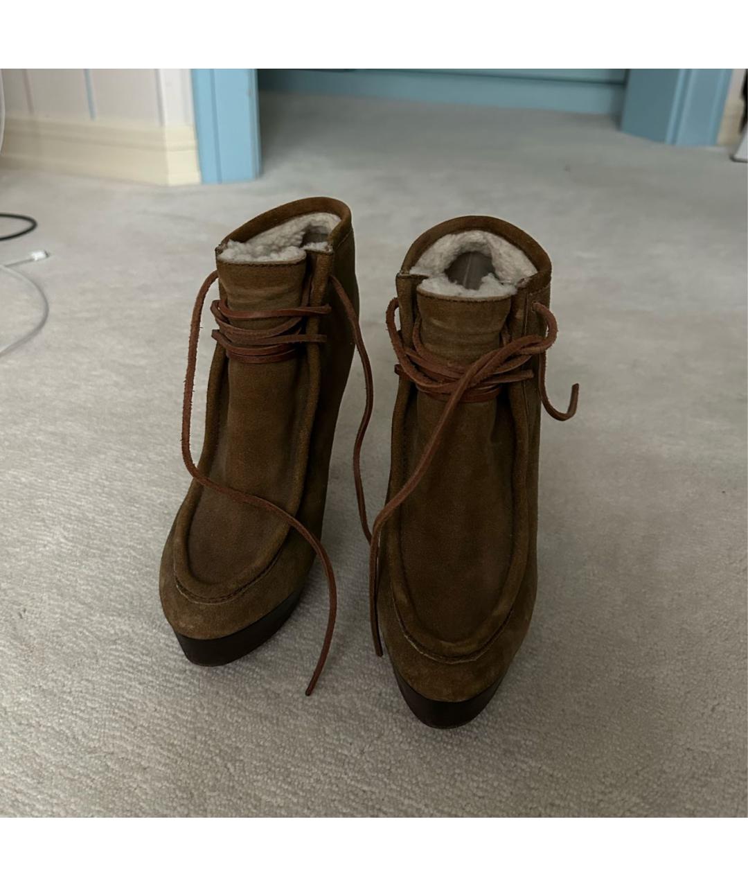 BURBERRY Коричневые замшевые ботильоны, фото 2