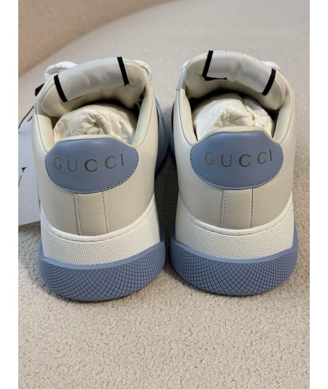 GUCCI Белые кожаные кроссовки, фото 5