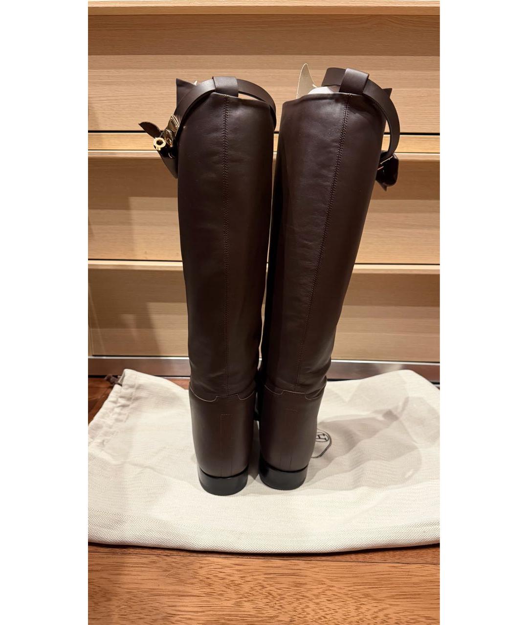 HERMES Коричневые кожаные сапоги, фото 4