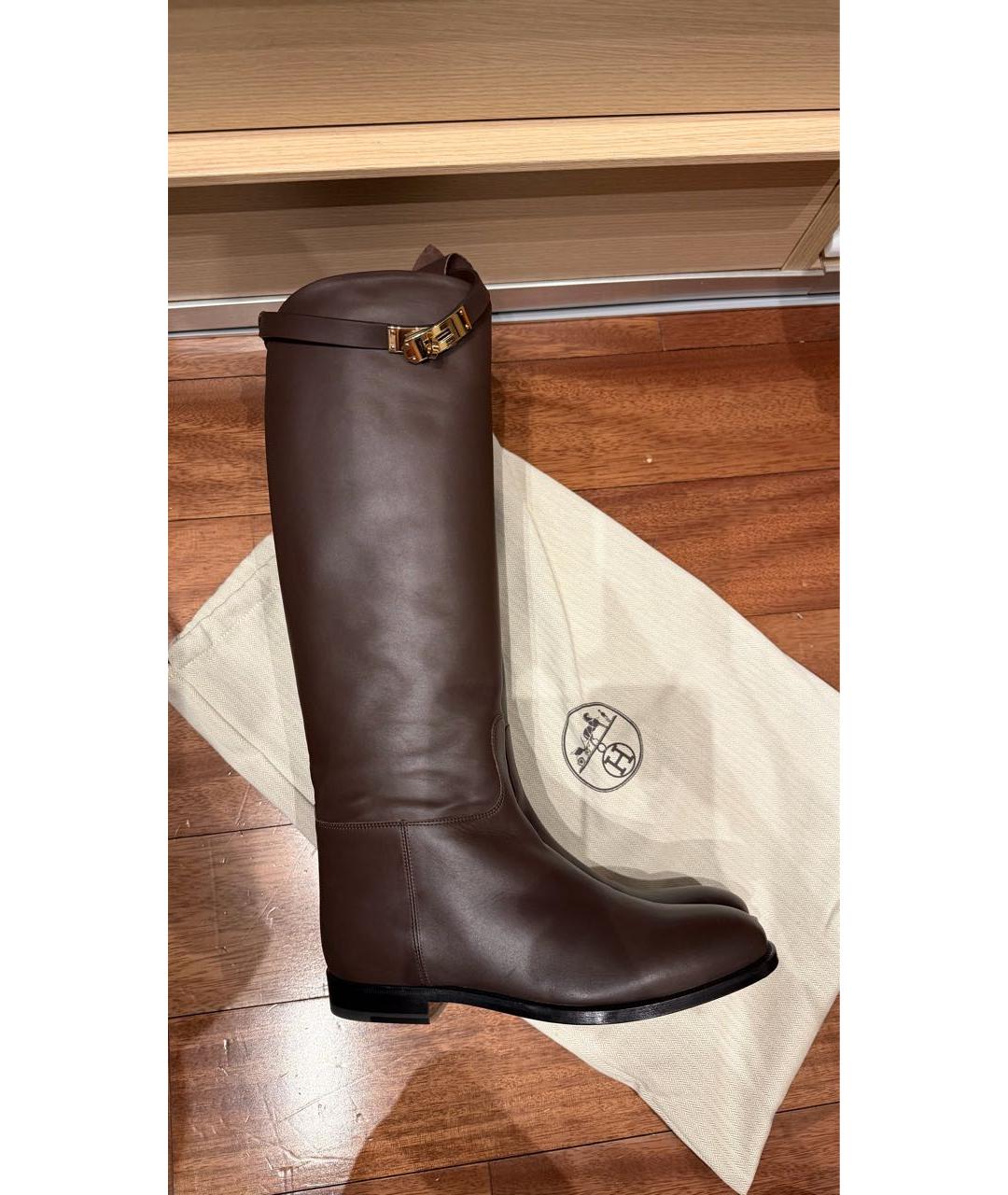 HERMES Коричневые кожаные сапоги, фото 2