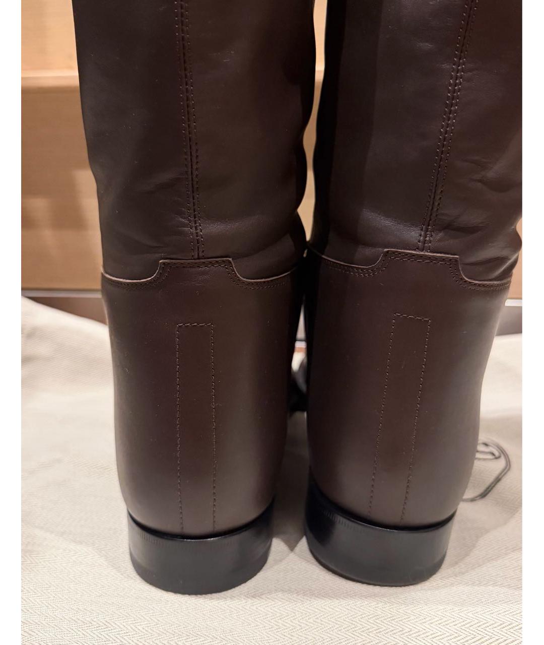 HERMES Коричневые кожаные сапоги, фото 5