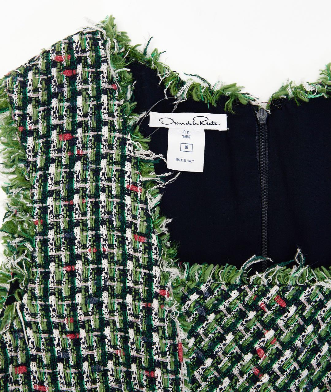 OSCAR DE LA RENTA Зеленые твидовое вечернее платье, фото 4