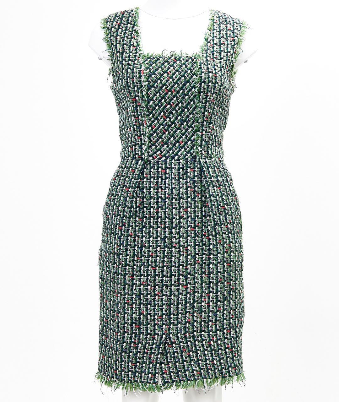 OSCAR DE LA RENTA Зеленые твидовое вечернее платье, фото 5