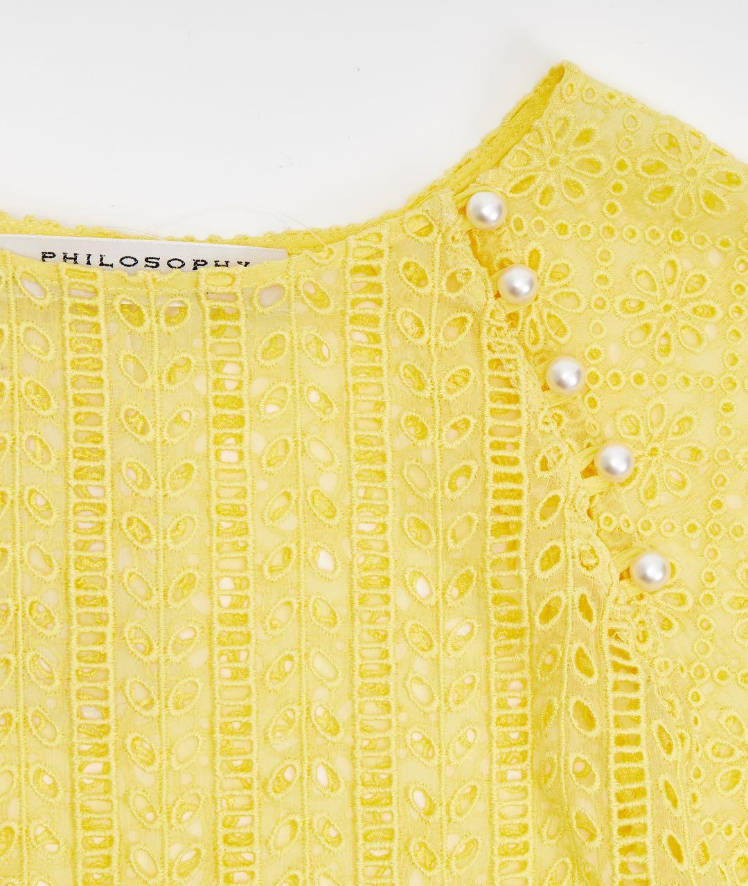 PHILOSOPHY DI LORENZO SERAFINI Желтое хлопковое повседневное платье, фото 3