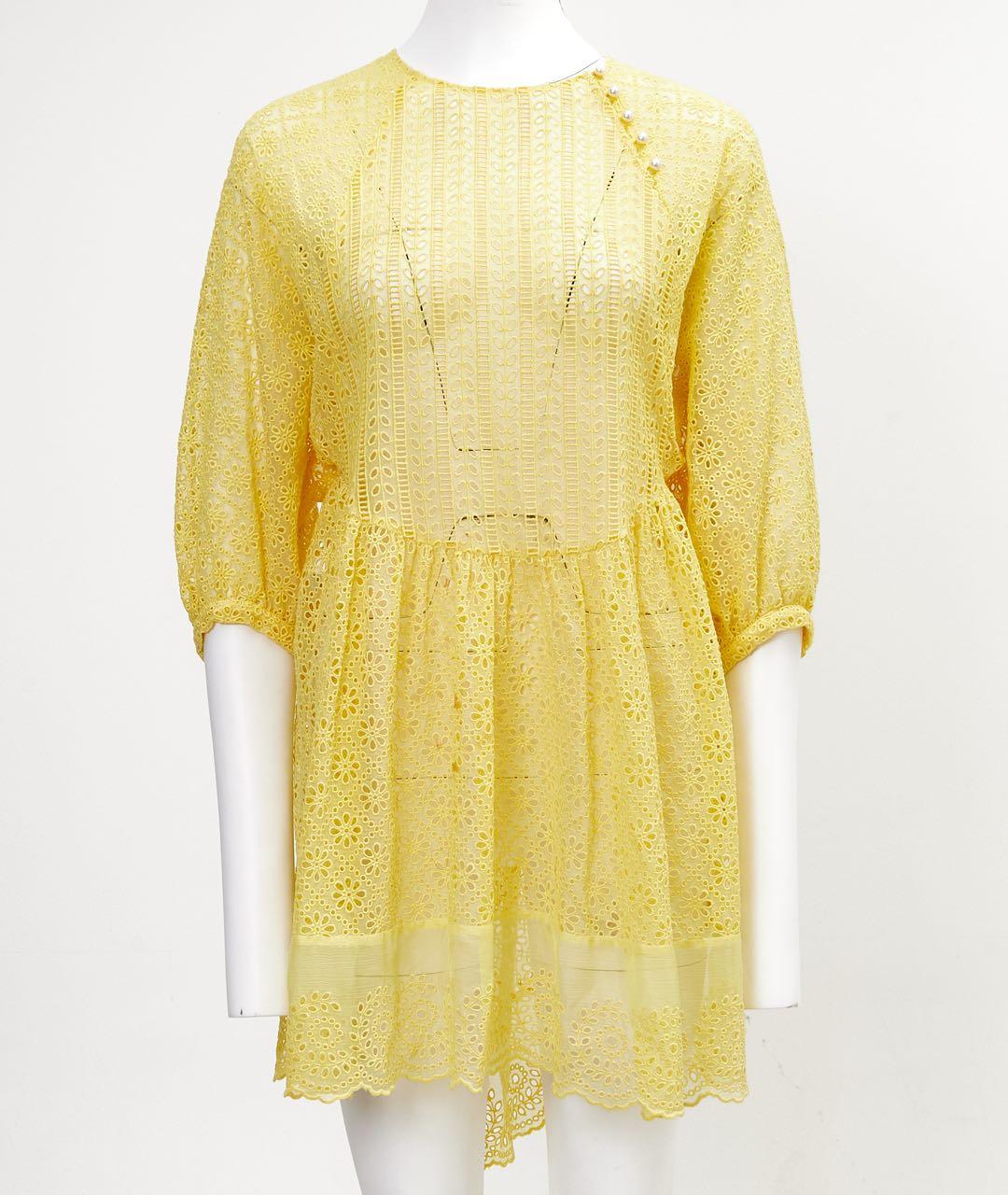 PHILOSOPHY DI LORENZO SERAFINI Желтое хлопковое повседневное платье, фото 5