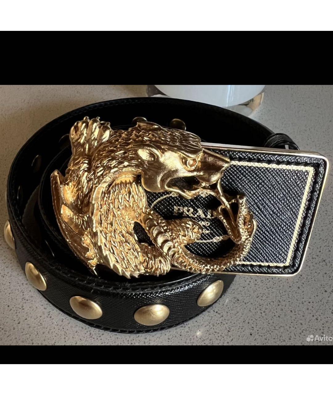 PRADA Черный кожаный ремень, фото 2