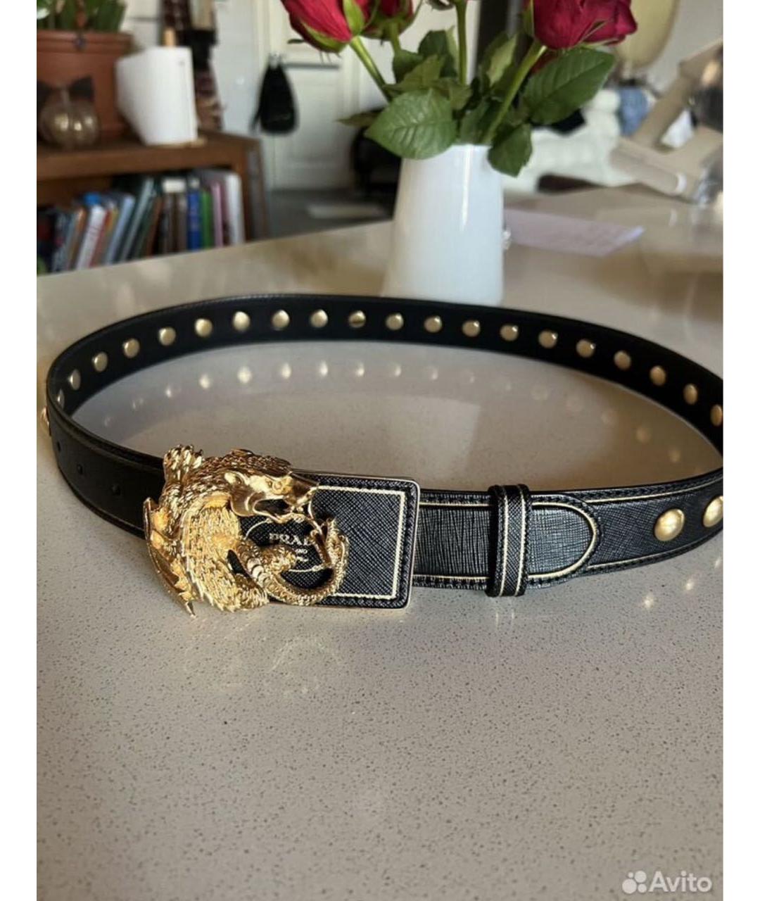 PRADA Черный кожаный ремень, фото 5