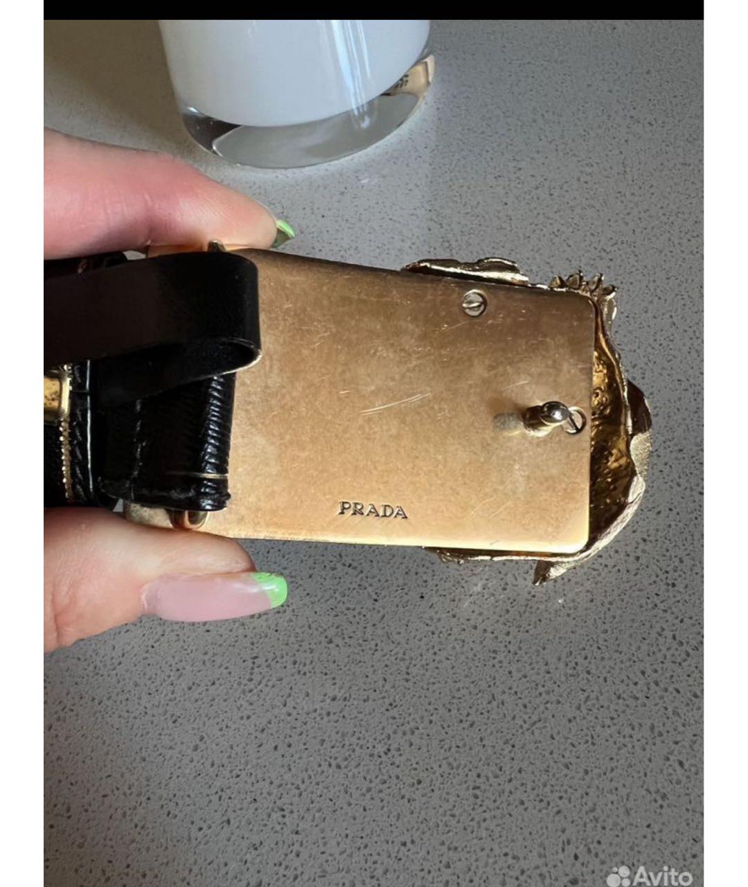 PRADA Черный кожаный ремень, фото 4