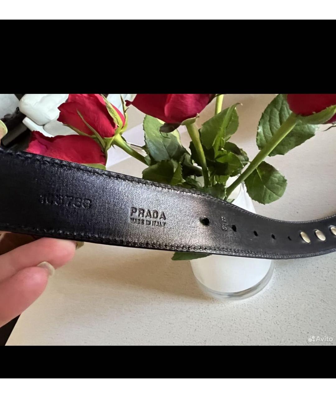PRADA Черный кожаный ремень, фото 3