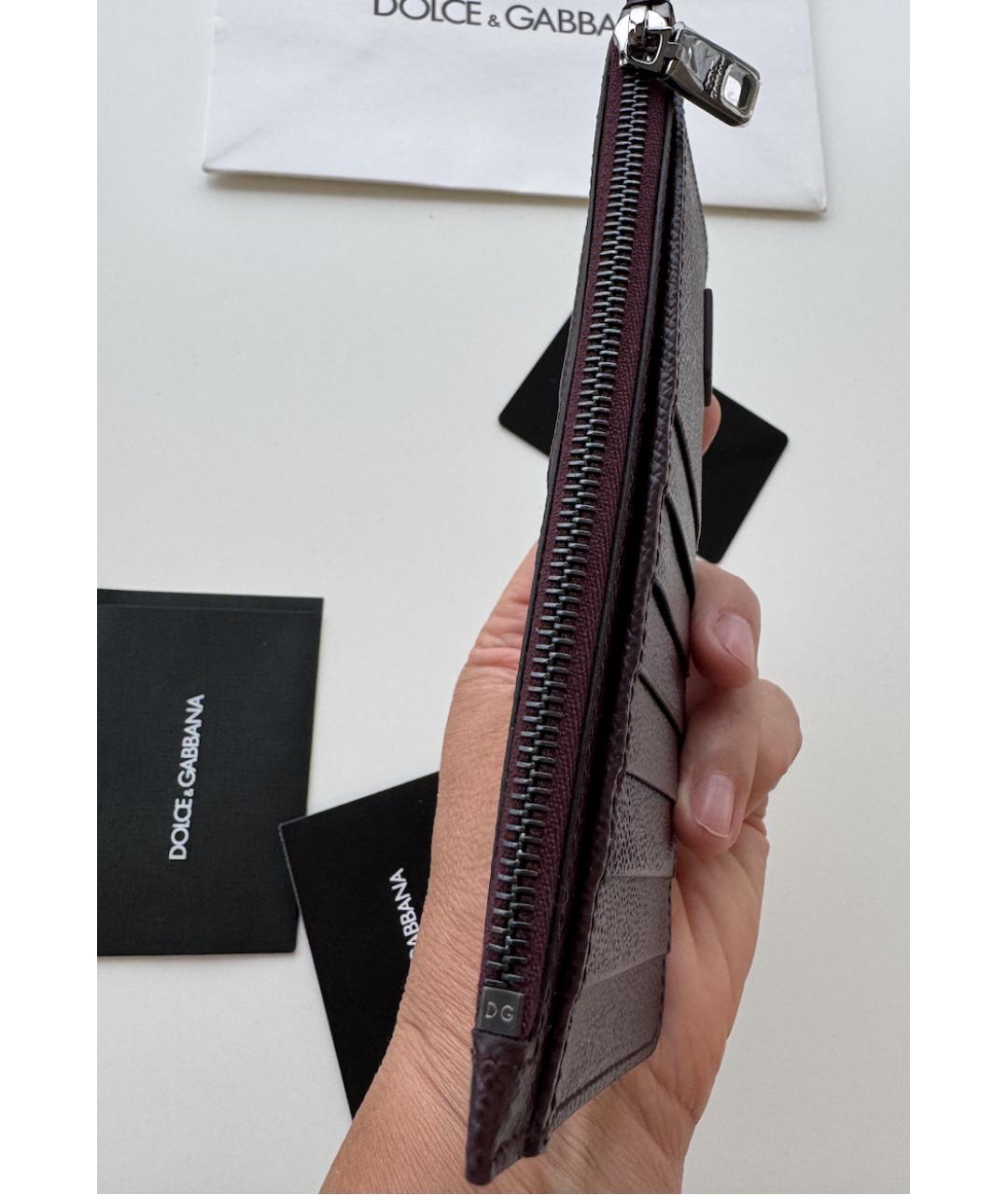 DOLCE&GABBANA Бордовая кожаная визитница, фото 6