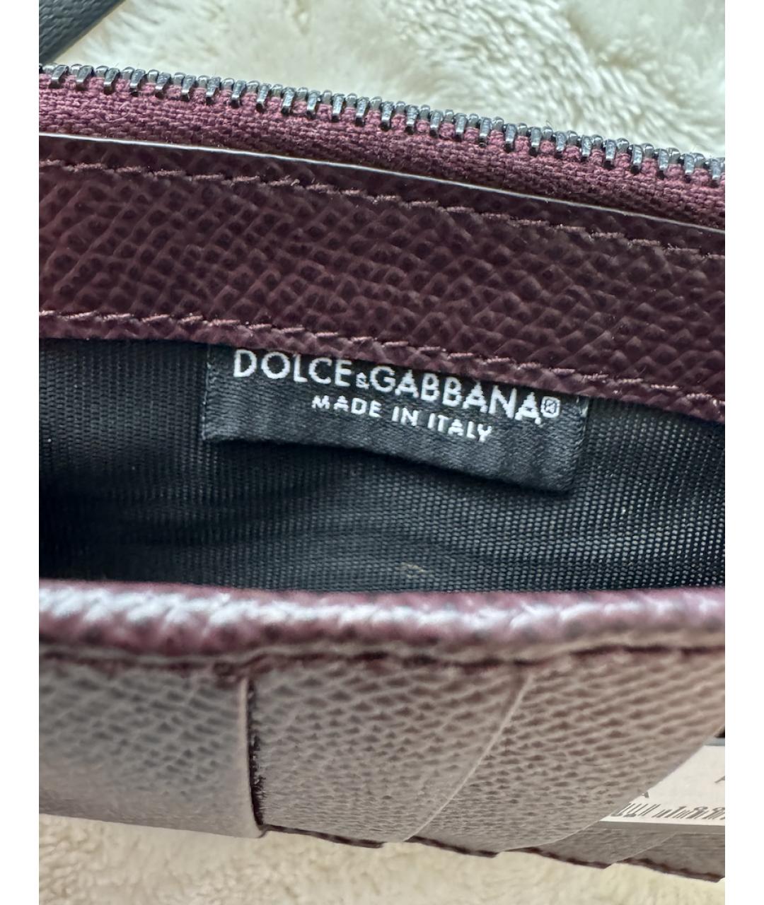 DOLCE&GABBANA Бордовая кожаная визитница, фото 9