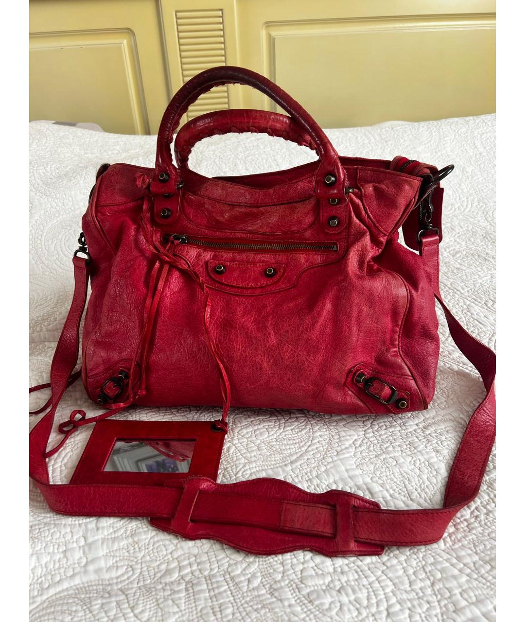 BALENCIAGA Красная кожаная сумка через плечо, фото 9