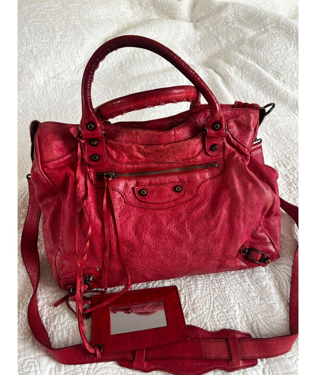 BALENCIAGA Красная кожаная сумка через плечо, фото 2