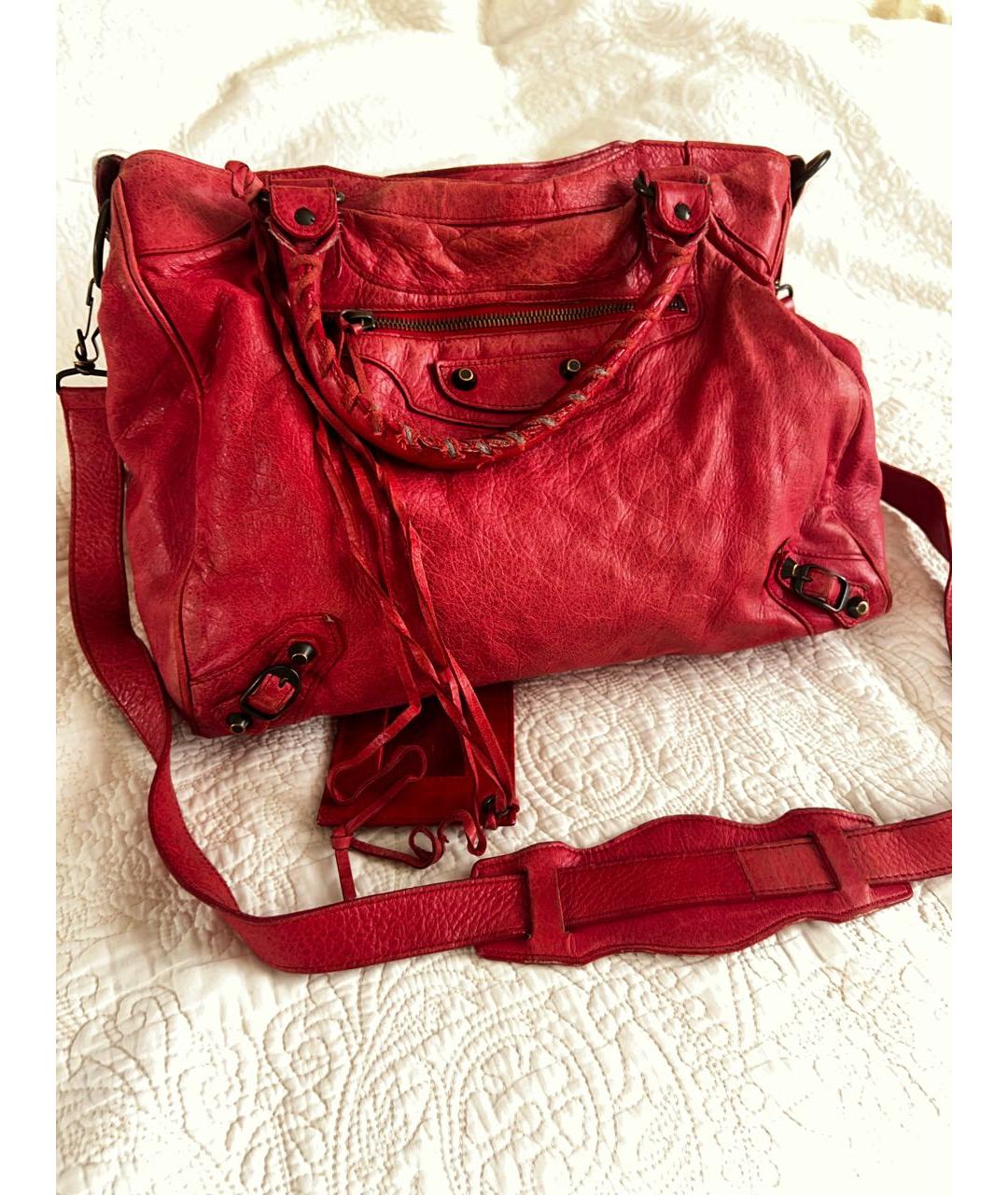 BALENCIAGA Красная кожаная сумка через плечо, фото 8