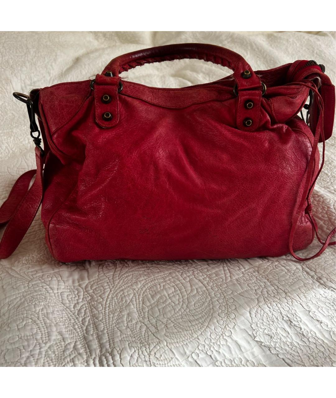 BALENCIAGA Красная кожаная сумка через плечо, фото 3