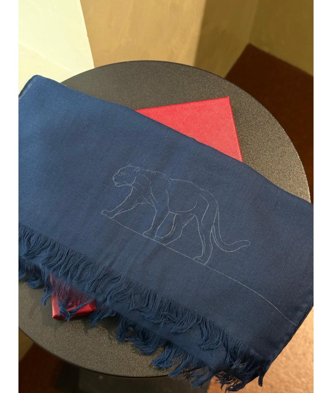 CARTIER Голубой кашемировый шарф, фото 2