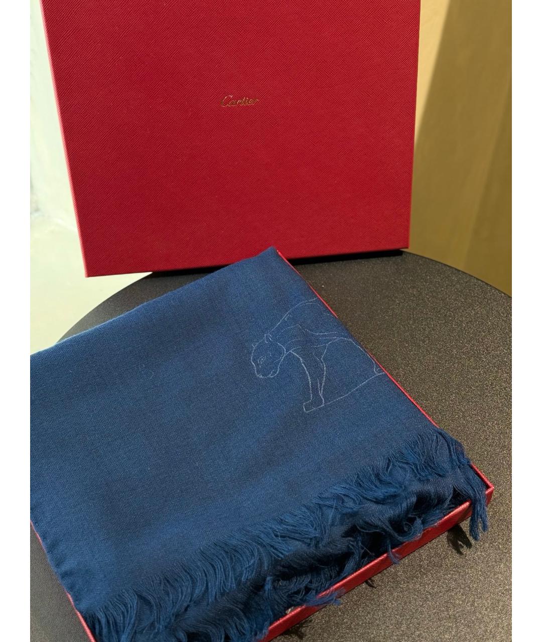 CARTIER Голубой кашемировый шарф, фото 5