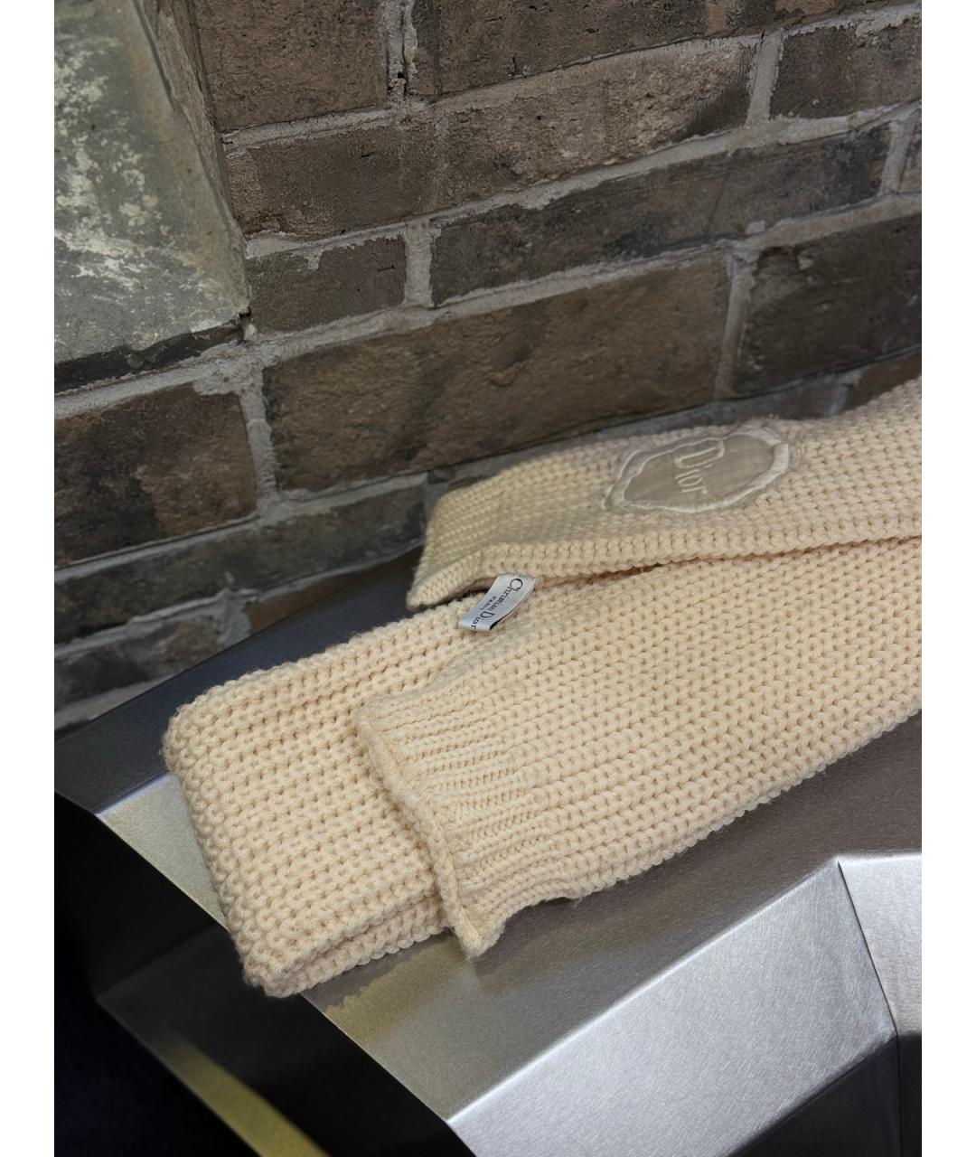 CHRISTIAN DIOR Белый шерстяной шарф, фото 3