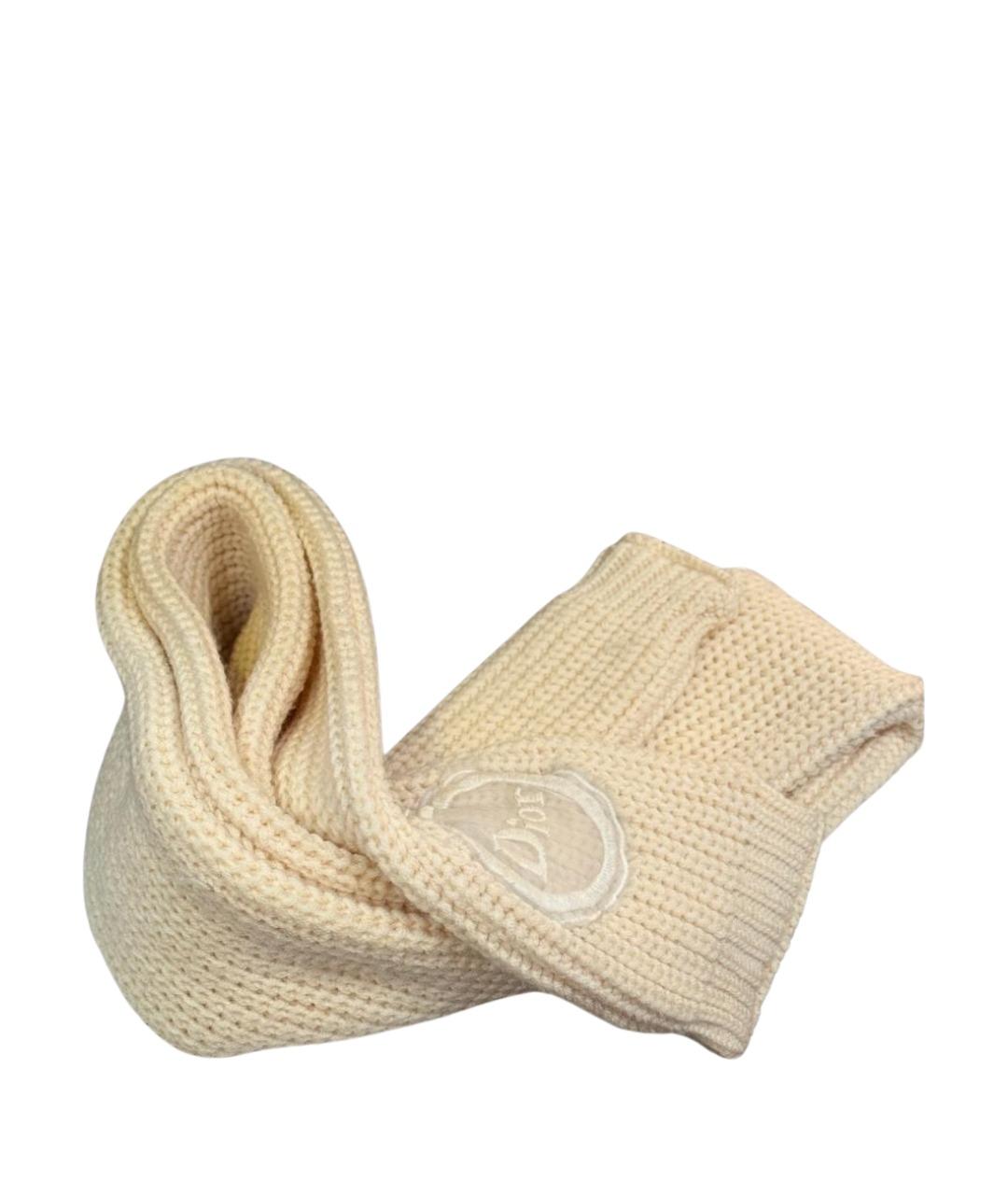 CHRISTIAN DIOR Белый шерстяной шарф, фото 1