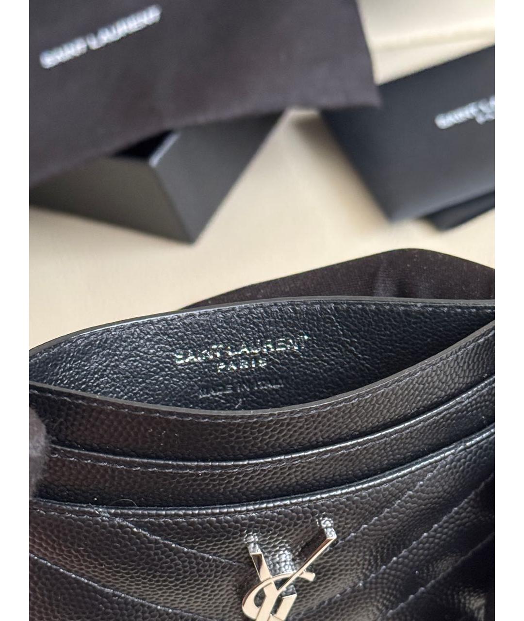 SAINT LAURENT Черный кожаный кардхолдер, фото 7