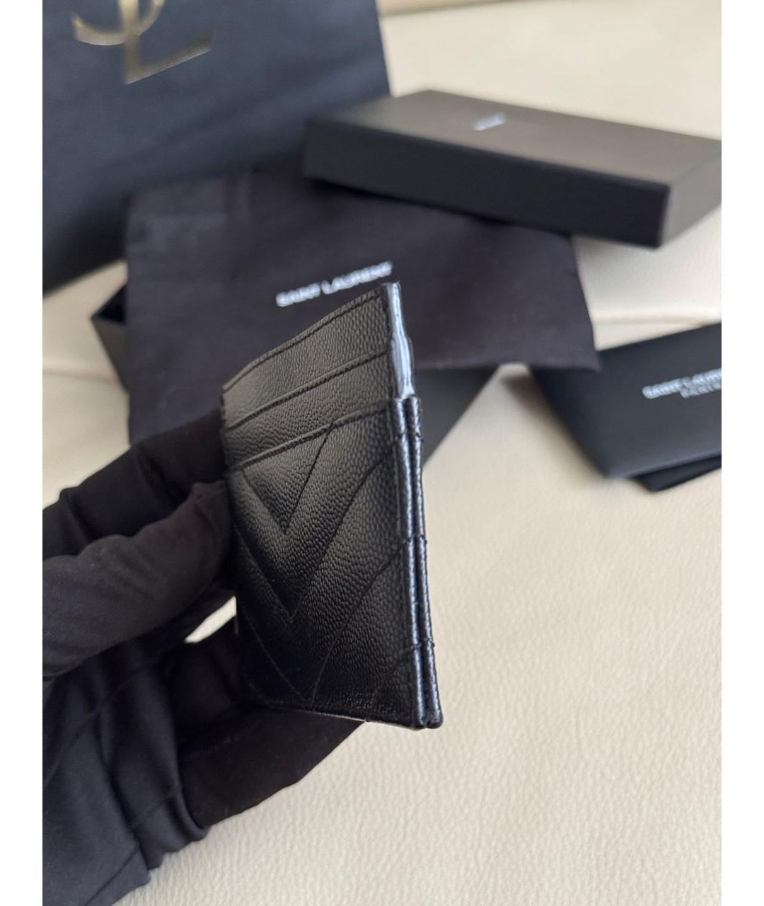 SAINT LAURENT Черный кожаный кардхолдер, фото 5