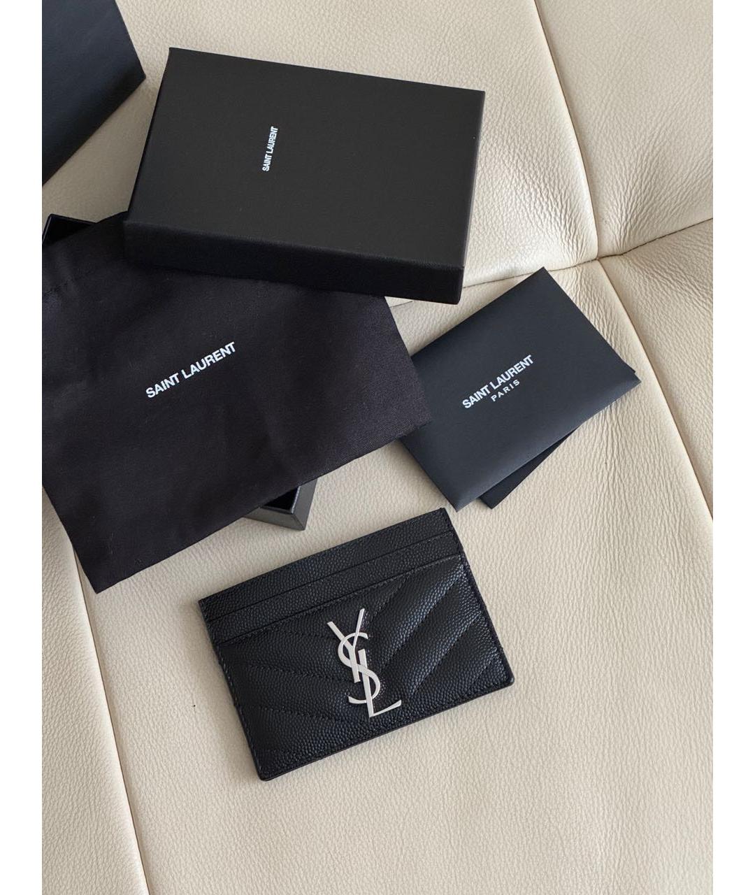 SAINT LAURENT Черный кожаный кардхолдер, фото 2